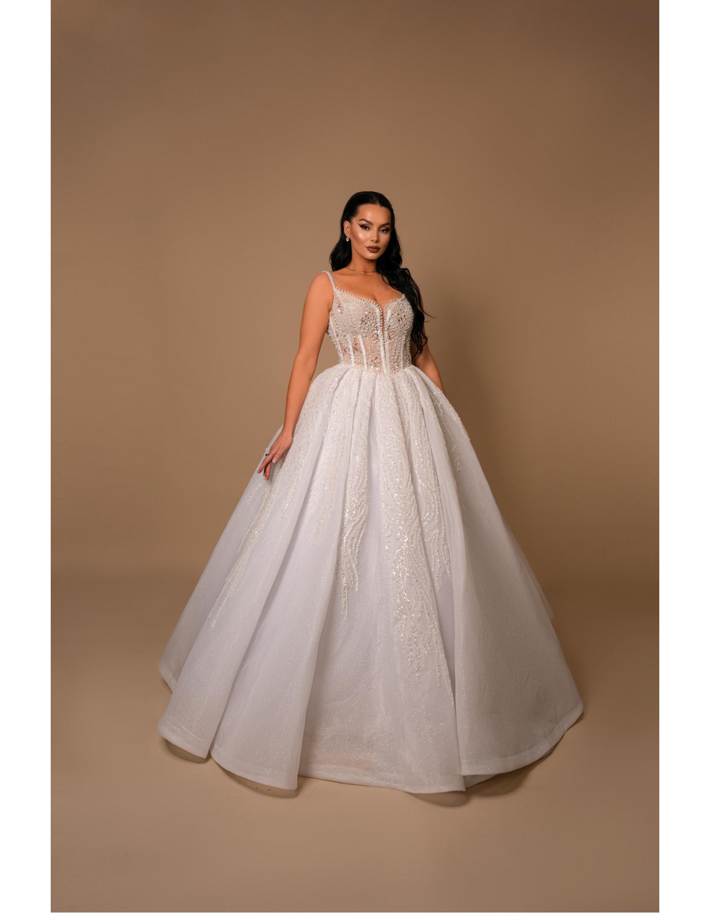 Majestic Sparkle Bridal Gown with Dazzling Stones