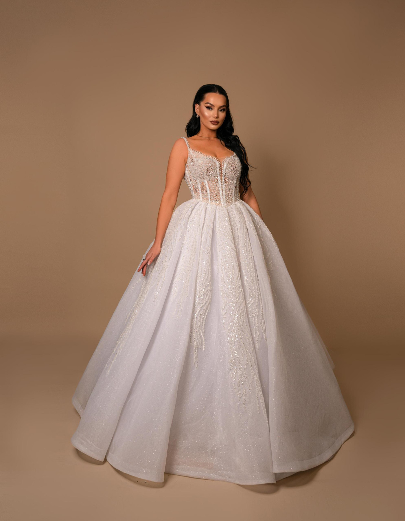 Majestic Sparkle Bridal Gown with Dazzling Stones