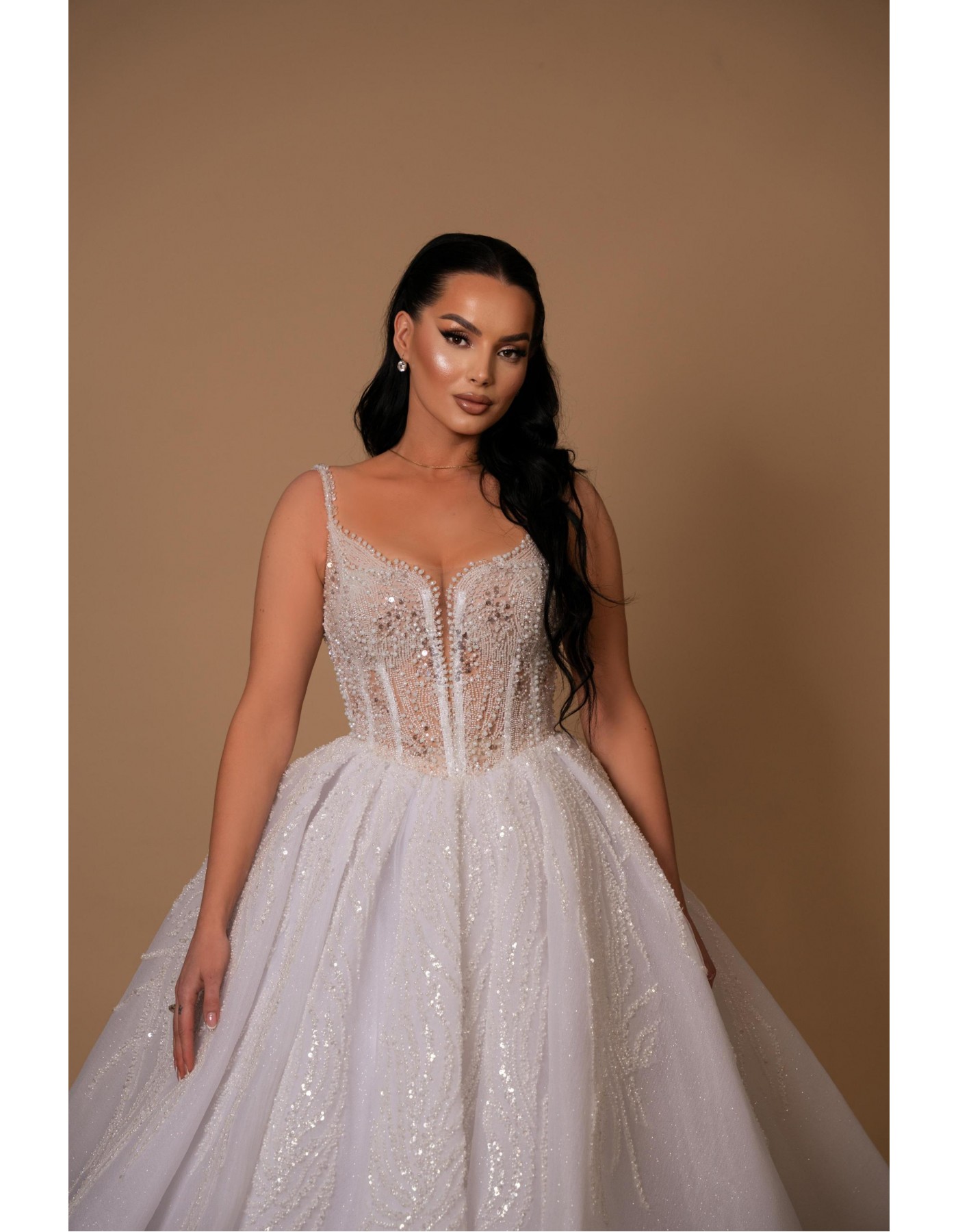 Majestic Sparkle Bridal Gown with Dazzling Stones