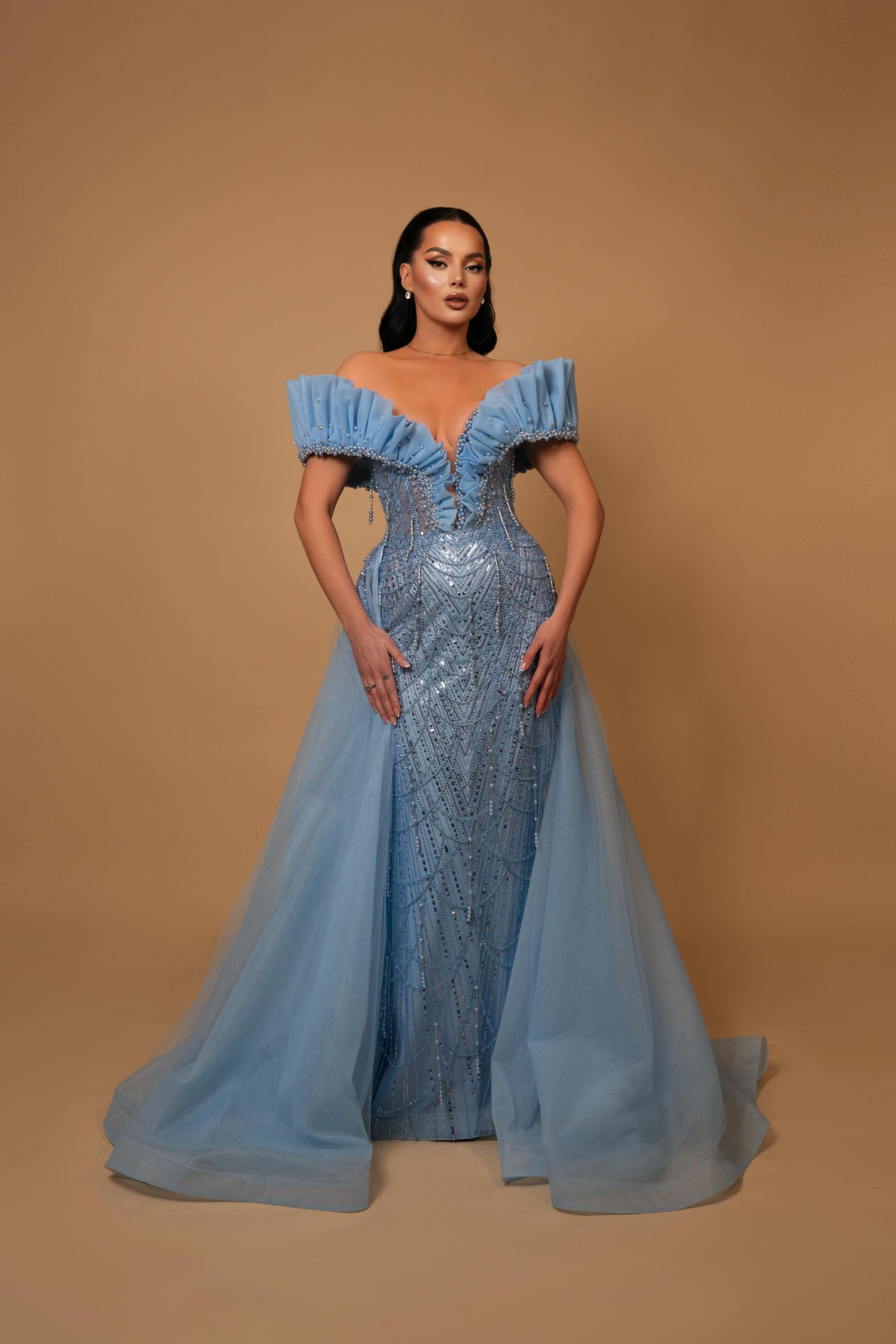 green emerald velvet dress Chic and Holland HF110309 Prom Dress - Nude/Silver main image 0