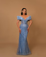 Celestial Blue Off-Shoulder Evening Gown