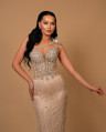 Starlit Elegance Asymmetric Crystal Gown